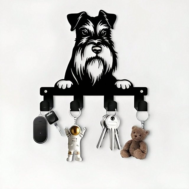 CIFBUY Schnauzer Schlüsselhalter aus Metall, wandmontierter Organizer mit Haken für Haustierliebhaber - Bild 1