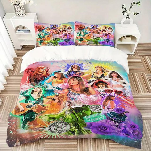 3-teiliges Taylor Swift Bettwäsche-Set aus Polyester, Mehrfarbig, B/H: 155 x 200 cm - Bild 1