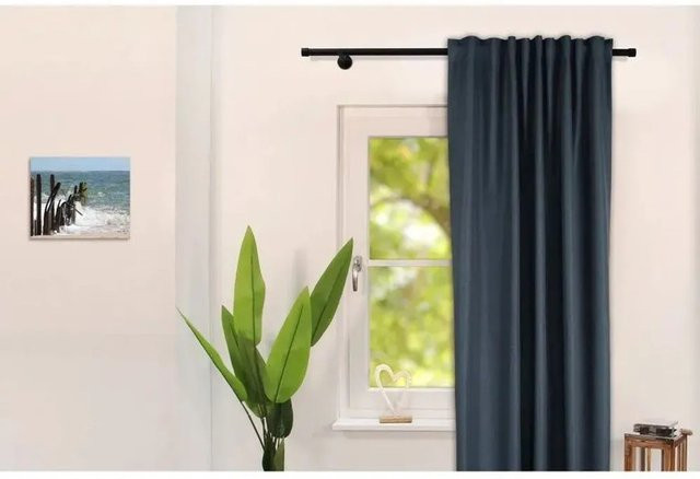 Deco-Raum Gardinenstange nach Maß mit 1 Kappe, Durchmesser: 25 mm, Farbe: Schwarz, Länge: 150 cm - Bild 1