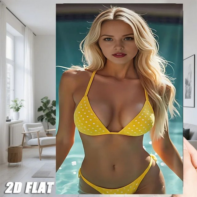 CIFBUY Metall-Wanddeko Blondes Polka-Dot-Bikini für Pool und Strand in Gelb - Bild 1