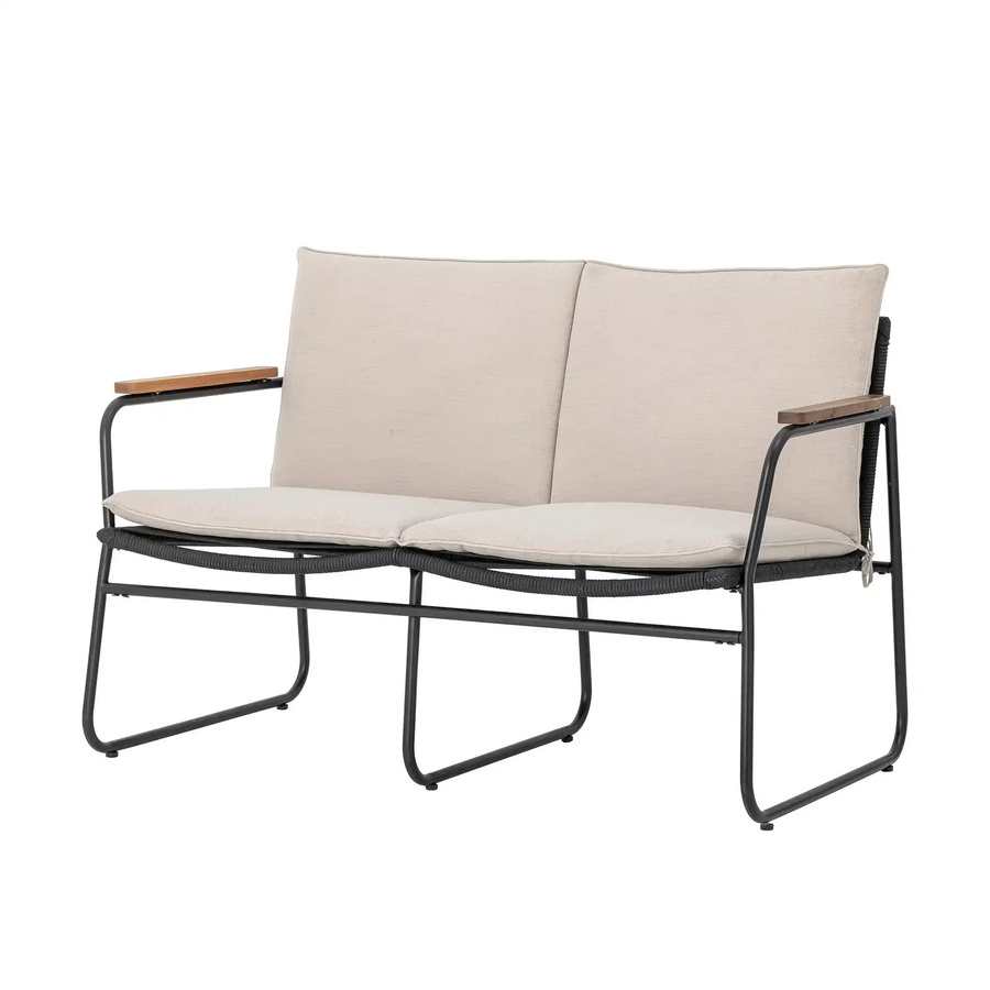 Bloomingville Bank Hampton aus Metall und Akazienholz in Schwarz B/T/H: 125 x 68 x 76 cm - Bild 1