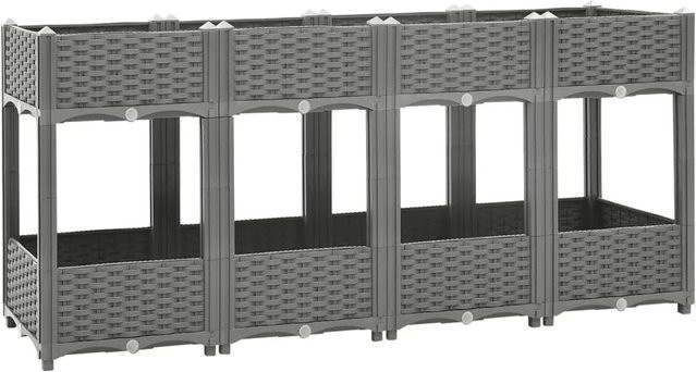 furnicato Hochbeet in Rattan-Optik aus Polypropylen, Farbe: Grau, B/T/H: 160 x 40 x 71 cm - Bild 1