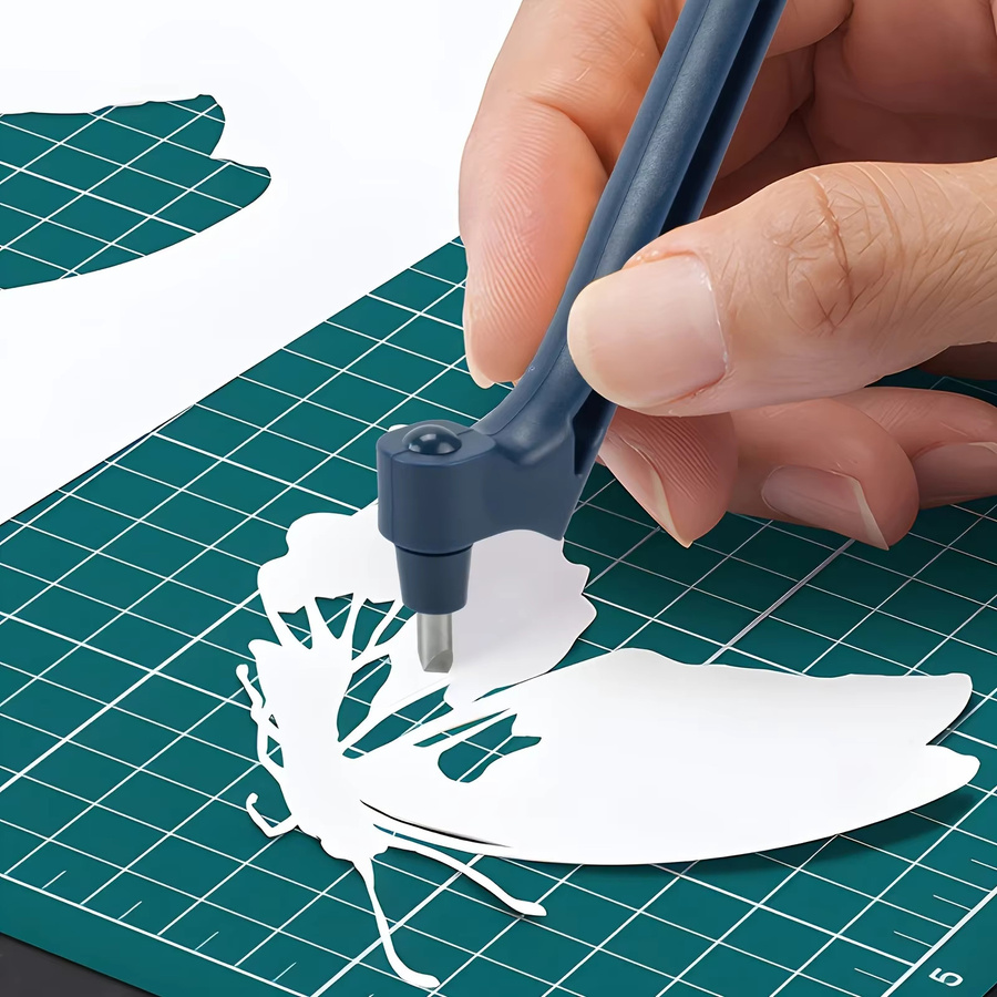 360 Grad rotierendes Bastelmesser aus Edelstahl in Schwarz für DIY-Kunstprojekte und Papierarbeiten - Bild 4