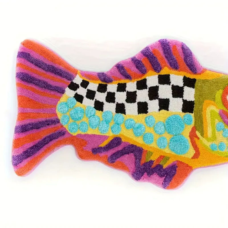 VIKAMA Bunter Fischteppich mit Tiermotiv, rutschfester und saugfähiger Teppich für Wohnzimmer, Schlafzimmer oder Badezimmer, B/T: 60 x 40 cm, Mehrfarbig - Bild 2