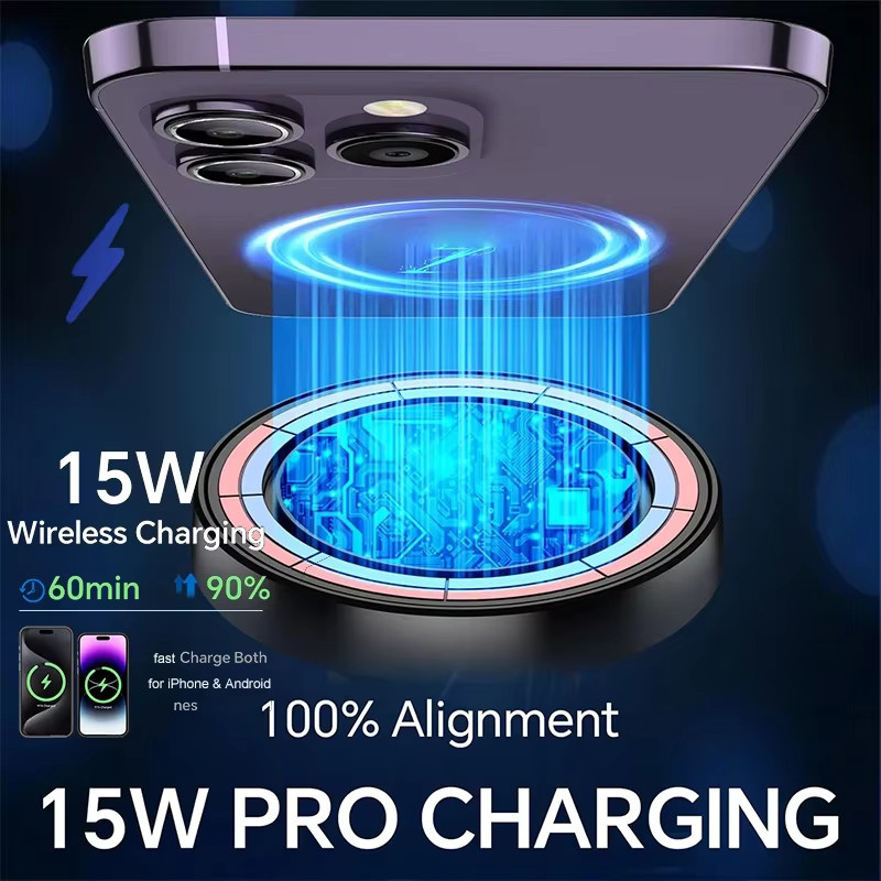 UYUXIO Magnetischer kabelloser Autotelefon-Ladegerät-Adapter in Schwarz mit 15 W für Armaturenbrett und Windschutzscheibe, kompatibel mit iPhone 16 15 14 Pro Max - Bild 2
