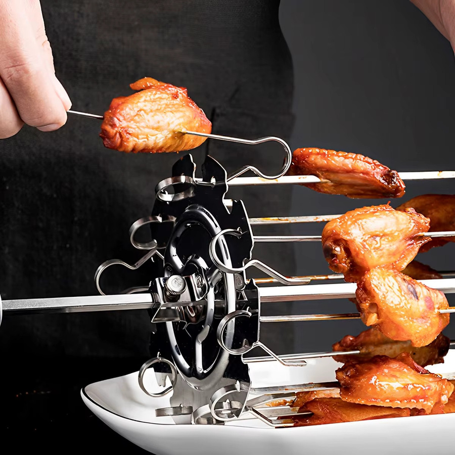 Hitzebeständiger Fleischspieß-Grillkäfig aus Edelstahl in Silber für Kebab und Rotisserie - Bild 4