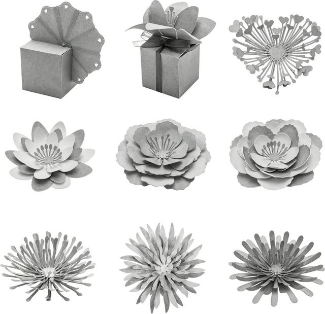 Metall-Stanzform mit Blumen-Motiv für verzierte Geschenkboxen in Silber für DIY Scrapbooking und Kartenherstellung - Bild 1