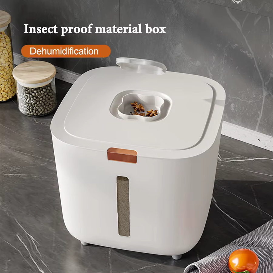 WudenCozfy Reisbox aus Glas mit Deckel, weiß, feuchtigkeitsbeständig und insektensicher zur Aufbewahrung von Getreide oder Reis - Bild 2