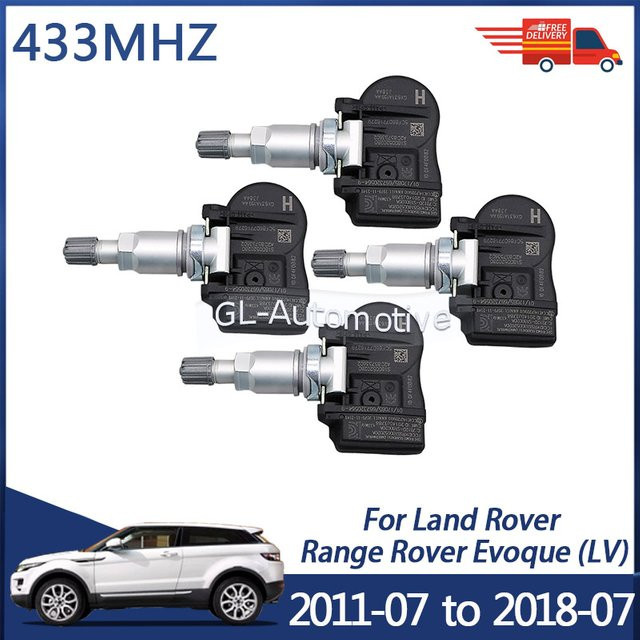 4er-Set GANGLE Reifendrucksensor GX63-1A159-AA für Land Rover Range Rover Evoque 2011-2026, Farbe: Schwarz, 433MHz, LR021935 LR066378 - Bild 1