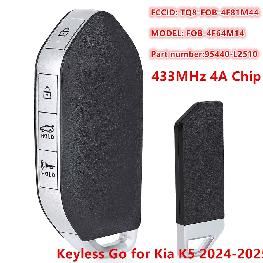 KEYECU Smart Remote Key Fob für Kia K5 2024 2025, 433 MHz 4A Chip, Farbe: Schwarz - Bild 6