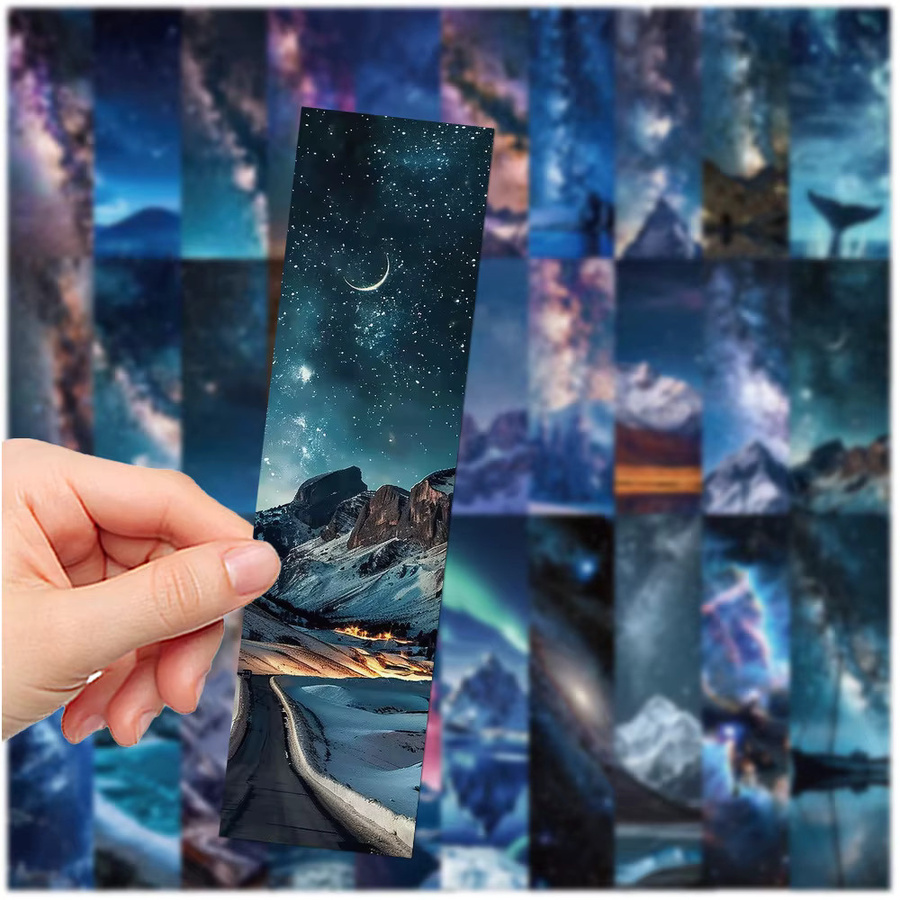 30 Stück Milchstraße Galaxy Lesezeichen aus Papier mit Sternen-Motiv für Schüler und Studenten - Bild 3