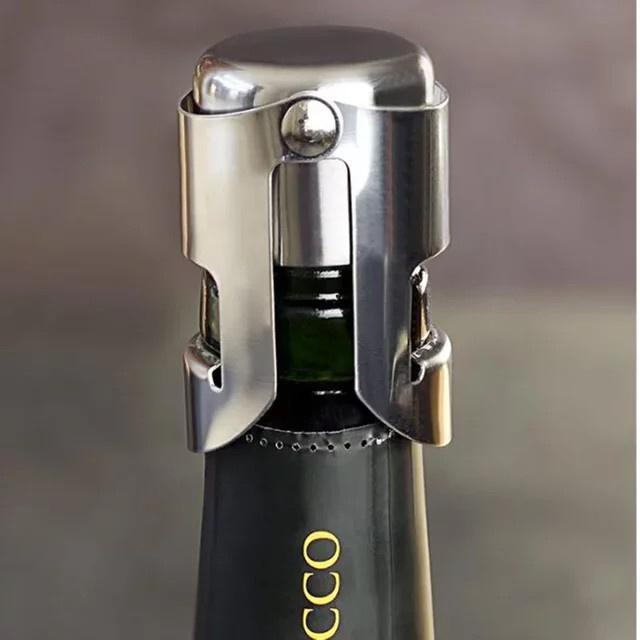Vakuumversiegelter Champagner-Flaschenverschluss aus Edelstahl in Silber - Bild 1
