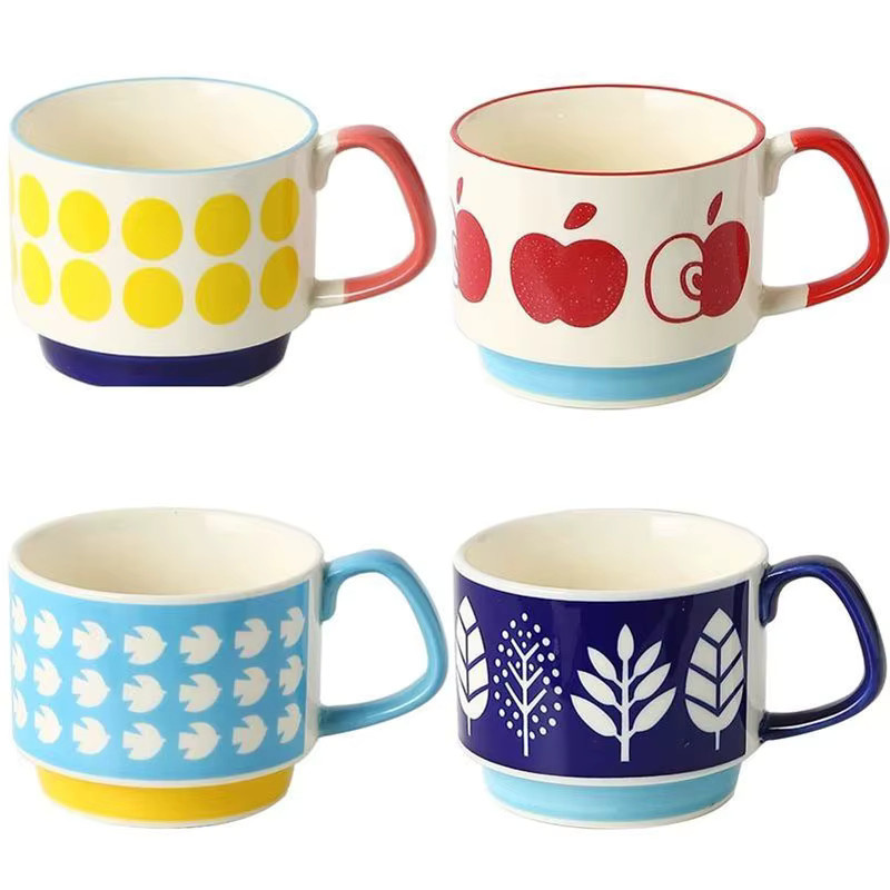 YWDL Keramik Kaffeebecher Set mit floralem Design, 300 ml, Mehrfarbig - Bild 5