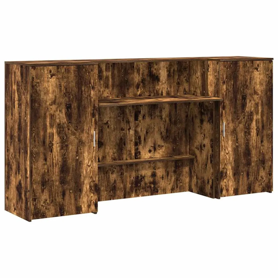 vidaXL Empfangstheke aus Holzwerkstoff in Räuchereiche, Braun, B/T/H: 200 x 50 x 103,5 cm - Bild 2