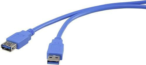 Renkforce USB 3.2 Gen1 Kabel mit USB-A Stecker und USB-A Buchse, Blau, 1,00 m - Bild 1