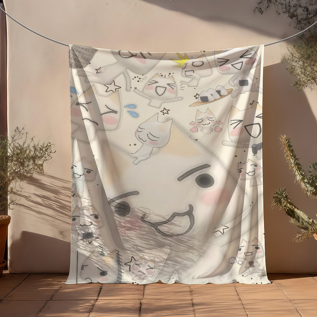 Inoue Toro Katzenflagge Weiß für Outdoor und Heimdekoration B: 60 cm, H: 40 cm - Bild 1