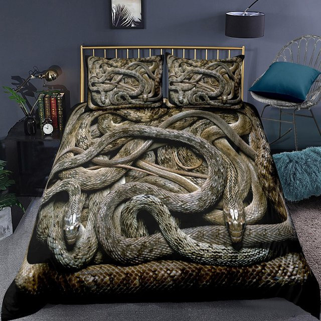 Your Warm Home Bettwäscheset mit 3D-Schlangen-Print für Kinder und Teenager, Grün, B/H: 90 x 200 cm, 2-teilig - Bild 1