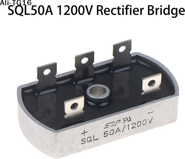 AYA 3-Phasen-Diodenbrückengleichrichter SQL50A mit Aluminiumgehäuse, 50A, 1200V, Farbe: Silber - Bild 1