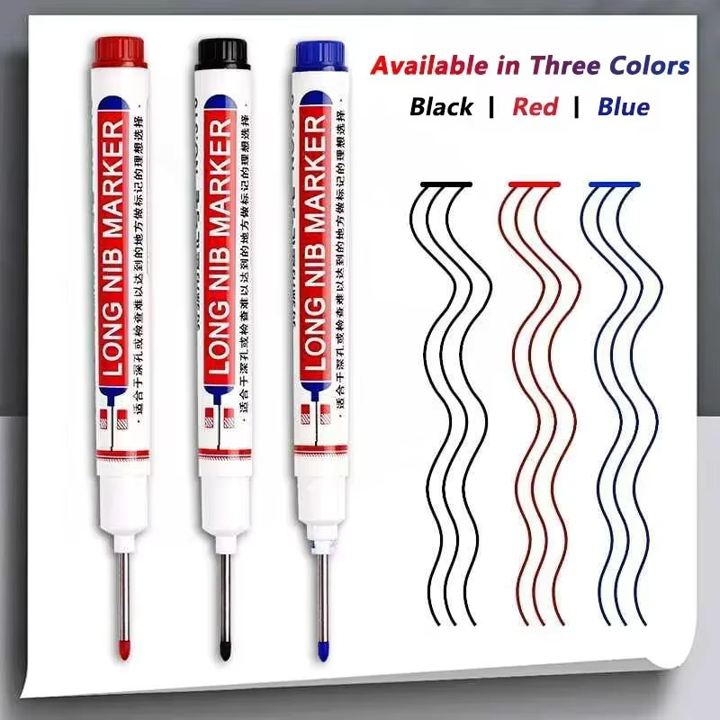 LUSQI Tieflochmarker Set mit Bullet-Spitze für Metall und Holz, wasserfeste Permanentmarker in Rot, Schwarz und Blau - Bild 2