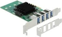 Delock PCIe x4 auf 4x externe USB 3.0 Quad Expansion Card, Schwarz - Bild 1