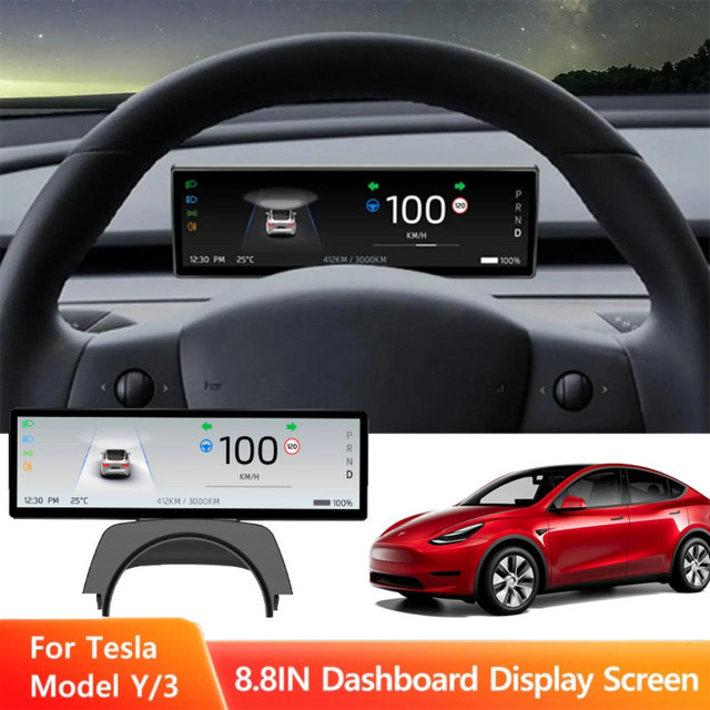 Head-Up-Display für Tesla Model 3 (2017–2025) und Model Y (2019–2025) mit 8,8 Zoll ultradünnem Bildschirm und Frontkamera, Schwarz - Bild 1