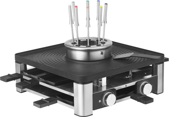 WMF Lumero Gourmet Station 3-in-1 Raclette-Fondue-Set in Schwarz und Chrom mit Antihaftbeschichtung und verstellbarem Thermostat - Bild 1