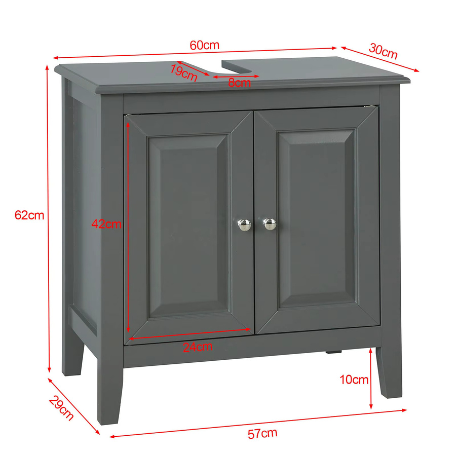 SoBuy Waschbeckenunterschrank FRG202-DG Badschrank in Dunkelgrau B/T/H: 60 x 30 x 62 cm - Bild 2