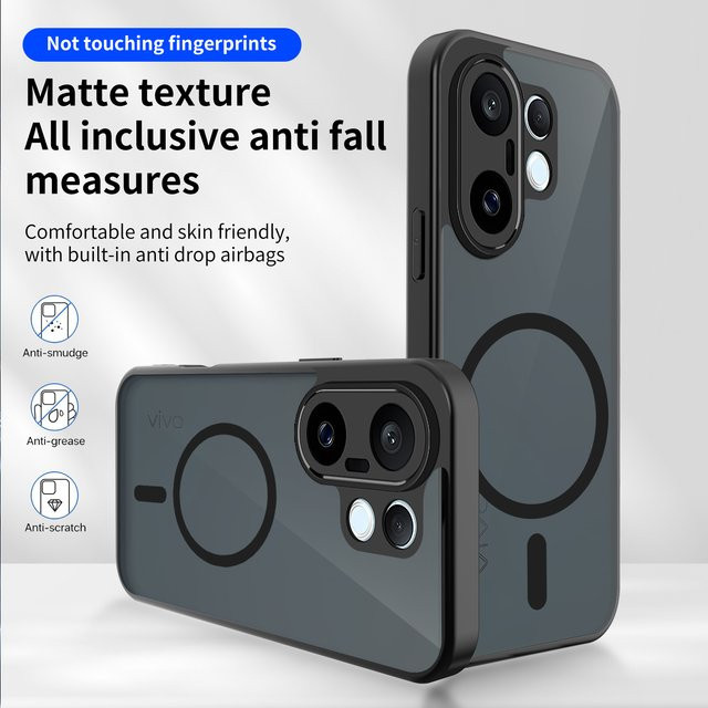Vivo X200 FE Silikon-Handyhülle mit MagSafe, stoßfeste transparente Airbag-Schutzhülle mit harter Rückseite - Bild 1