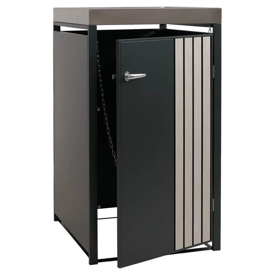 Proregal Mülltonnenverkleidung mit Pflanzkasten in Anthrazit Holzoptik aus verzinktem Stahl, H x B x T: 125 x 68 x 84 cm - Bild 2