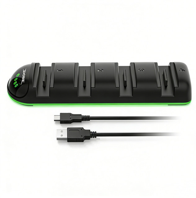 DOBE 4-in-1 Mini-Schnellladestation TNS-31114 für Nintendo Switch Controller in Schwarz mit LED-Anzeige - Bild 1