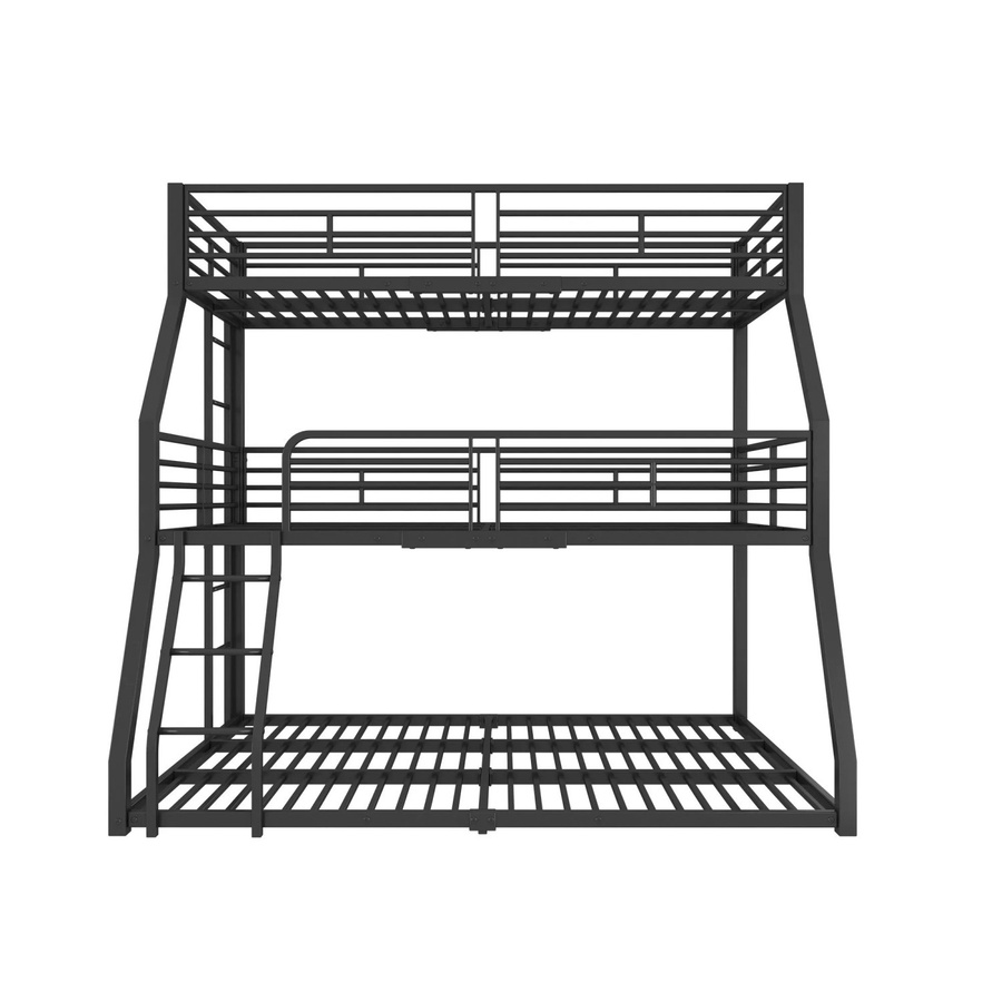 okwish Dreifach-Etagenbett aus Metall und MDF in Schwarz, B/T/H: 90 x 200 x 198 cm (ohne Matratze) - Bild 2