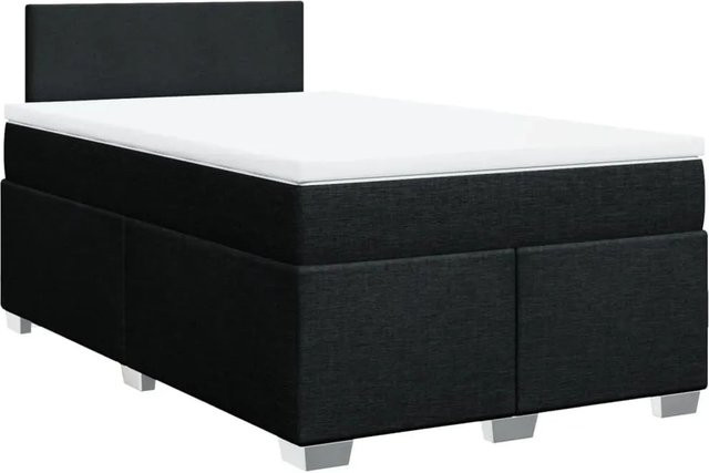 vidaXL Boxspringbett mit Matratze Schwarz, Hybridbett mit USB-Ladeanschluss und Unterbettbeleuchtung, B/T: 120 x 190 cm - Bild 1