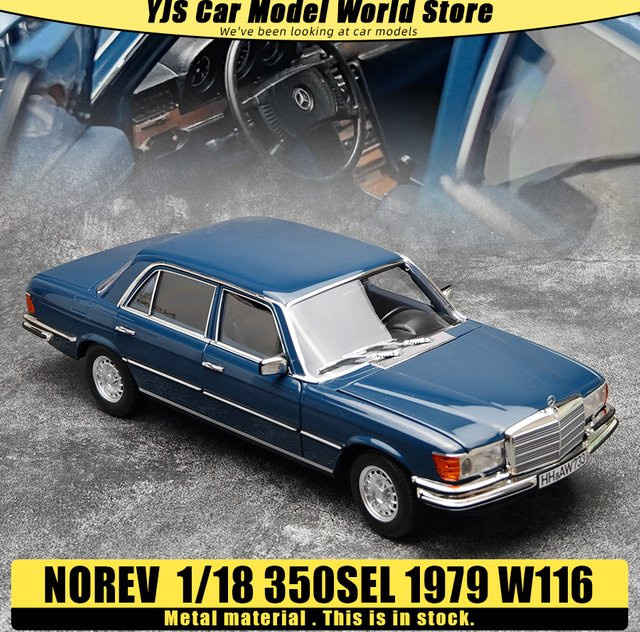 NOREV 350SEL 1979 S-Klasse W116, Druckgussmodell, Maßstab 1/18, Blau - Bild 1