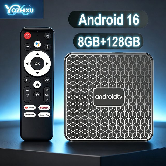 YOZHIXU Android 16 Smart TV Box T8S Media Streamer mit 128GB, 4K UHD, 8K HDR10+, 5G Dual WiFi 6 und Bluetooth 5.4 in Schwarz - Bild 1