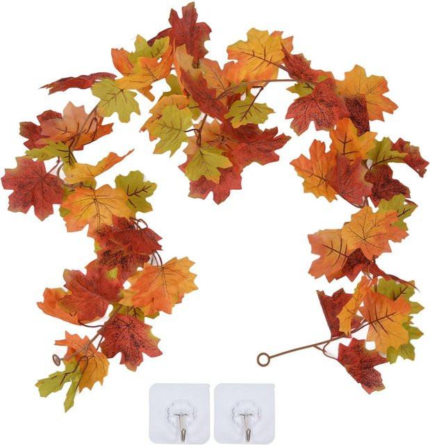 Dekorative künstliche Ahorn-Girlande von TOMTOP JMS in Mehrfarbig für Herbst, Thanksgiving und Halloween - Bild 1