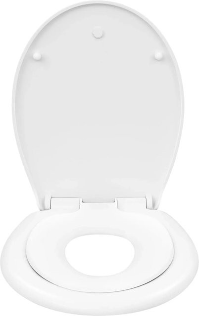 WOLTU WC Sitz Toilettensitz mit Absenkautomatik in Weiß, Oval, mit Soft-Close und Quick-Release Funktion, Breite: 44,4 cm, Tiefe: 37,1 cm - Bild 1