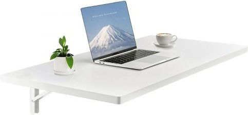 VEVOR Wandklapptisch in Weiß mit Eisenhalterung, platzsparender Schreibtisch und Klapptisch für Home Office, Küche oder Bar, B/T: 100 x 50 cm - Bild 1