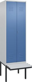 C+P PSA Doppel-Spind Classic PLUS Sitzbank mit 2 Abteilen, auskragender Sitztyp, Kunststoff-Sitzfläche, B/T/H: 212 x 60 x 81,5 cm - Bild 1