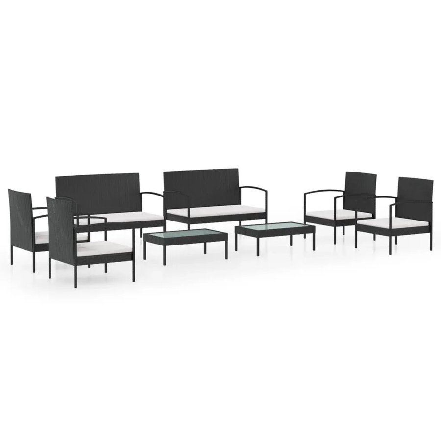 vidaXL 8-tlg Garten-Lounge-Set aus Poly Rattan mit Auflagen in Schwarz Modell 53 - Bild 2