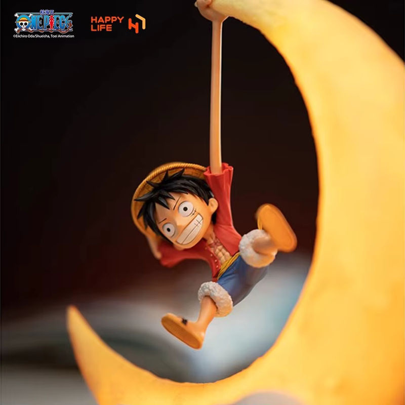 Bandai One Piece Ruffy Nachtlicht Mond Lampe mit magnetischer Steuerung in Gelb - Bild 4