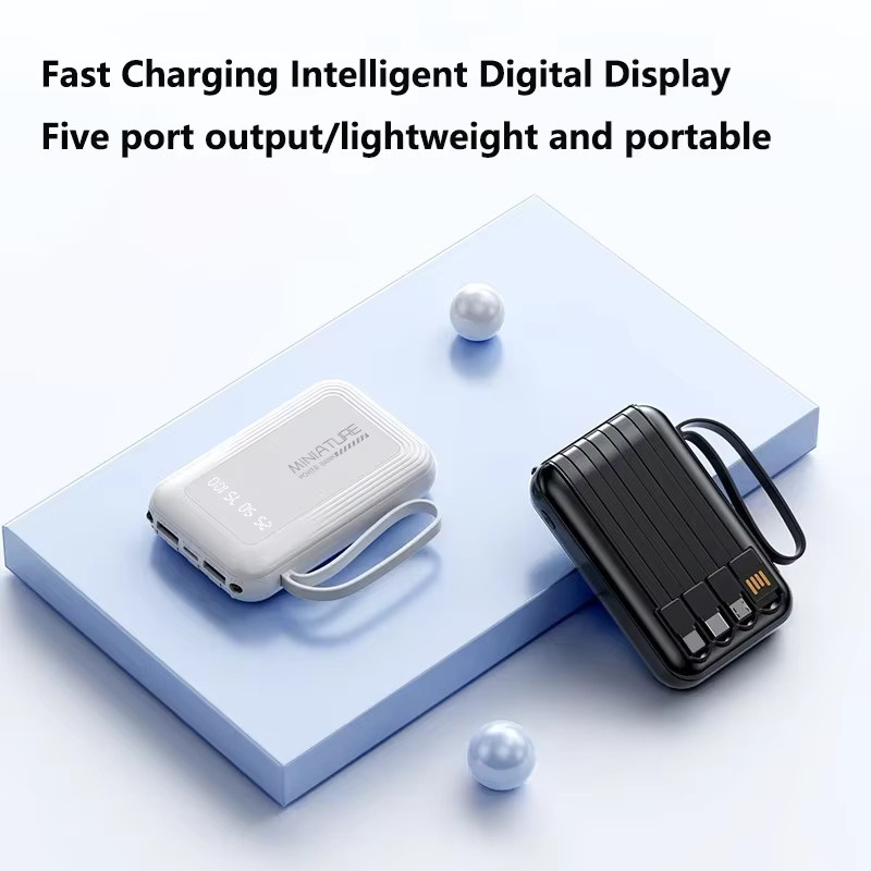 Lenovo 4-in-1 Powerbank mit integrierten Kabeln und LED-Digitalanzeige in Blau, 10000 mAh - Bild 2
