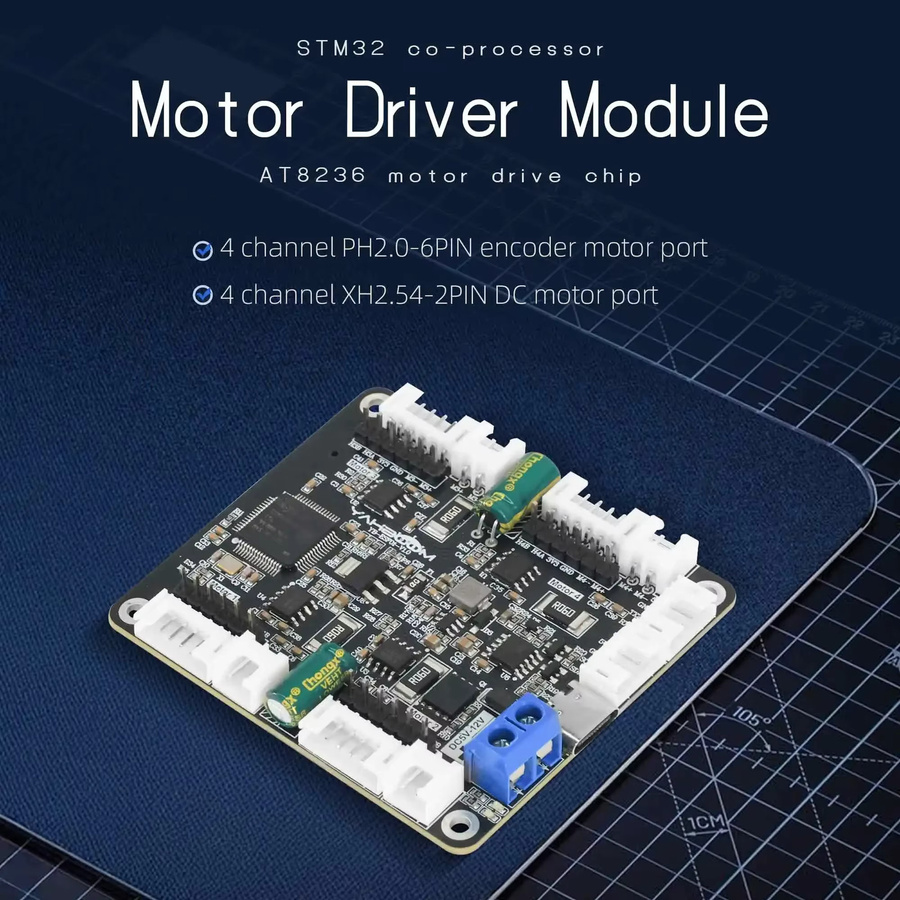 Yahboom 4-Kanal-Encoder-Motortreiber-Modul mit Spannungsregelung in Schwarz für DIY-Elektronikprojekte und kleine Roboterautos - Bild 2