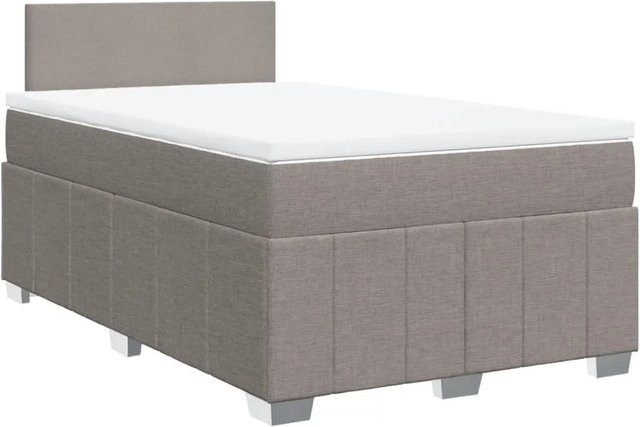 vidaXL Boxspringbett mit Matratze in Taupe, Hybrid-Bett mit USB-Ladeport und Unterbettbeleuchtung, B/T: 120 x 190 cm - Bild 1