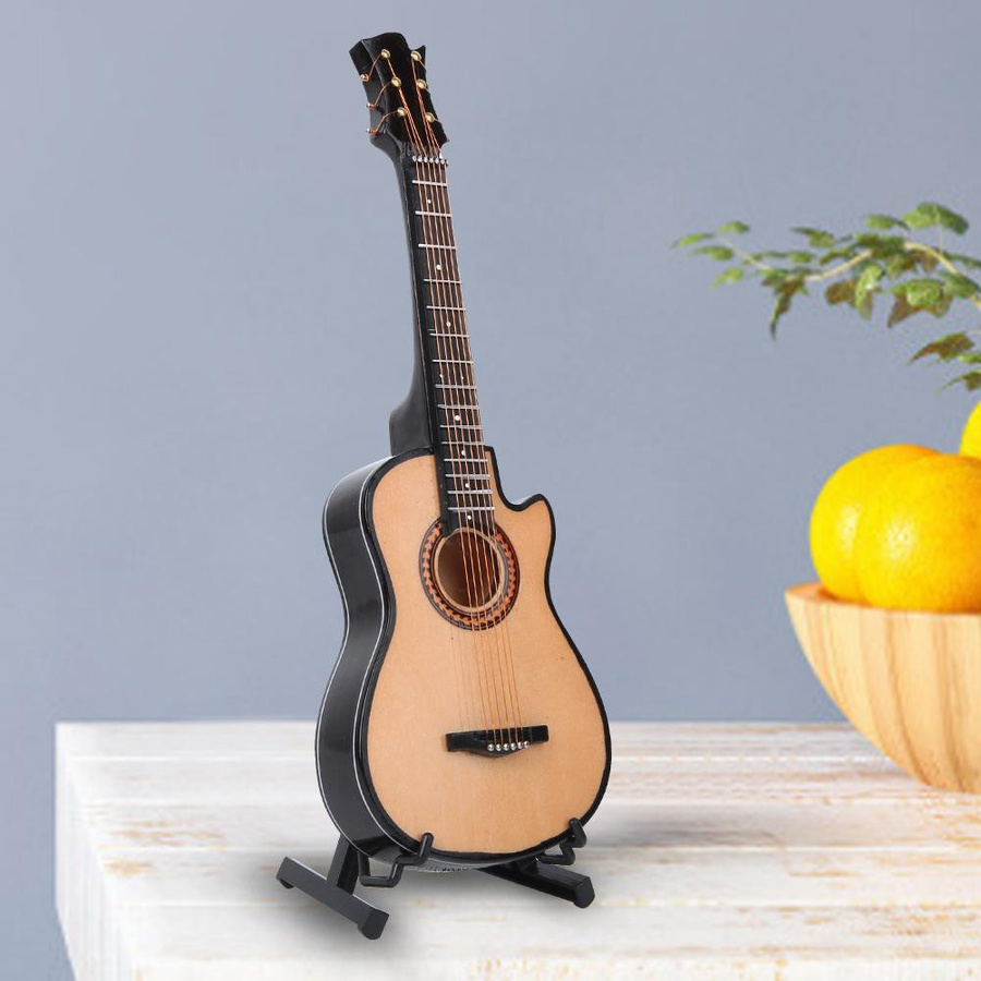 Shoemst Miniatur Akustikgitarrenmodell aus Holz als Schreibtischdekoration, Höhe: 20 cm - Bild 4