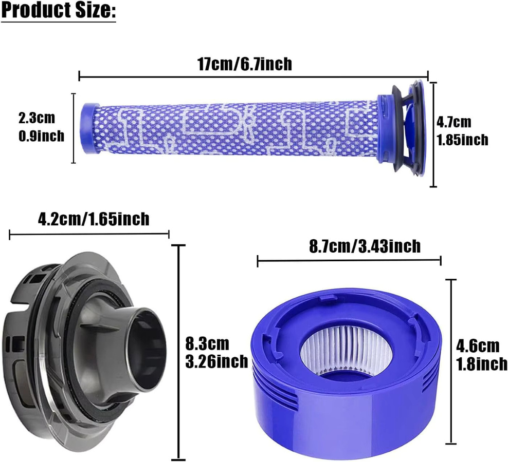 Dyson V7 V8 Staubsauger Ersatzzubehör Set mit Motorhinterabdeckung und Vorfilter in Blau - Bild 2