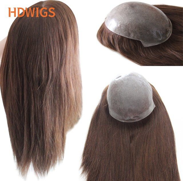HDWIGS Echthaar Perücke für Damen, gerade, dünne Haut - Bild 1