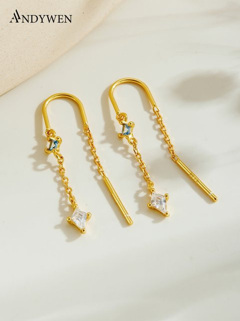 ANDYWEN Ohrstecker 925 Silber, Blau-Weißer Zirkonia, Damen - Bild 1