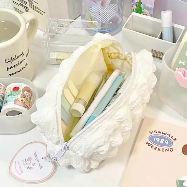 Kawaii Puffs Federmäppchen in Weiß als niedliches Stiftetui für Mädchen und Studenten - Bild 1