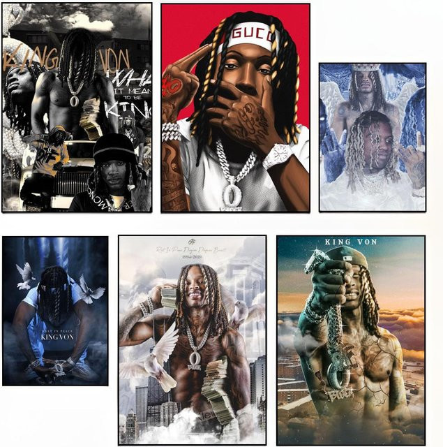 K-King Rapper Wandposter als klebriger Papieraufkleber in Multicolour und Weiß, abstraktes Design für deine Wanddekoration - Bild 1