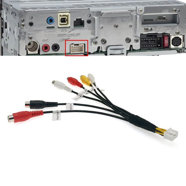 Sony Auto-Stereoanlage Adapter mit 12-Pin Front- und Heck-Sub-Ausgang sowie RCA-Anschluss für Rückfahrkamera in Multicolour für XAV-AX3700 XAV-AX4000 XAV-AX6000 - Bild 1